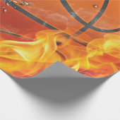 Vlammende basketbalworp kussen cadeaupapier (Hoek)