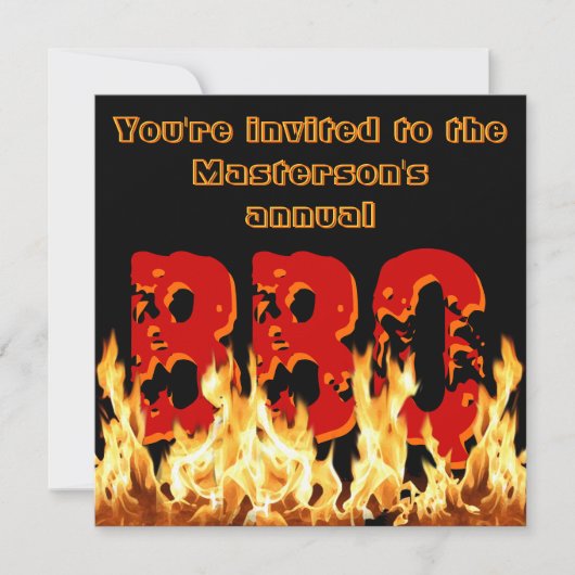 Vlammende BBQ-uitnodiging Kaart (Voorkant)