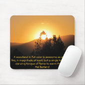 Vlammende boom Sunset met Hal Borland quote Muismat (Met muis)