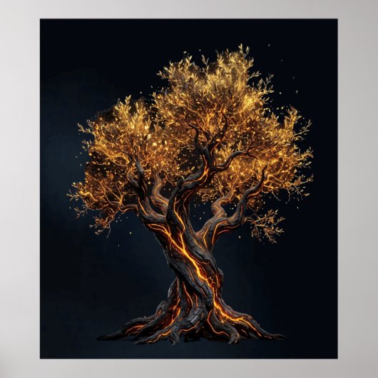 Vlammende boom wandkunst poster (Voorkant)