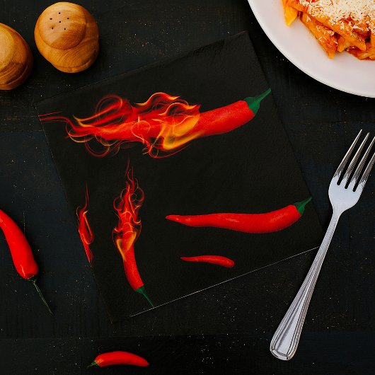 Vlammende chilipepers servet