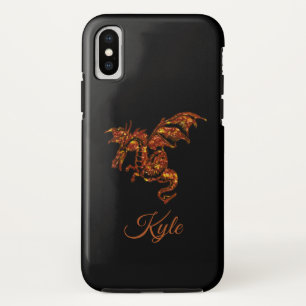 Vlammende Draak op Zwarte Persoonlijk Case-Mate iPhone Case