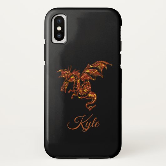 Vlammende Draak op Zwarte Persoonlijk Case-Mate iPhone Case (Achterkant)