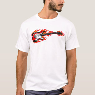 Vlammende Elektrische Gitaar T-Shirt   Rockmuziek 