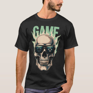 Vlammende Gamer Schedel – Retro Gaming Power Desig T-shirt