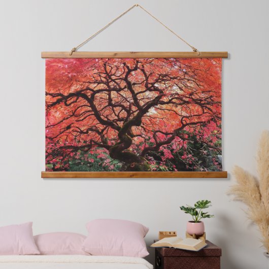 Vlammende Gnarly Japanse Esdoorn Boom Hangend Wandkleed (Slaapkamer)