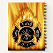 Vlammende gouden brandweerman badge notitieboek (Achterkant)