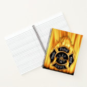 Vlammende gouden brandweerman badge notitieboek (Binnen)