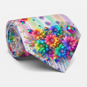 Vlammende halsdoek Regenboog Bloemen en Diamante Stropdas
