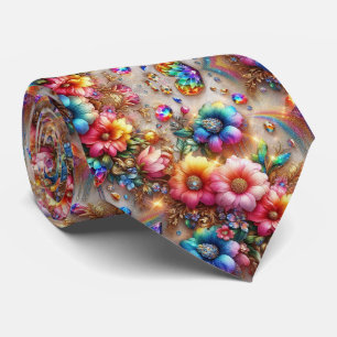 Vlammende halsdoek Regenboog Bloemen en Diamante Stropdas