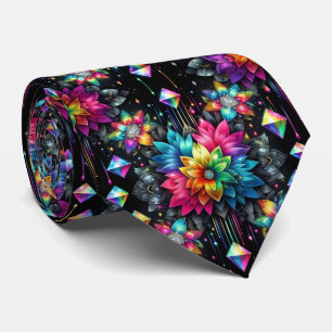 Vlammende halsdoek Regenboog Bloemen en Diamante Stropdas