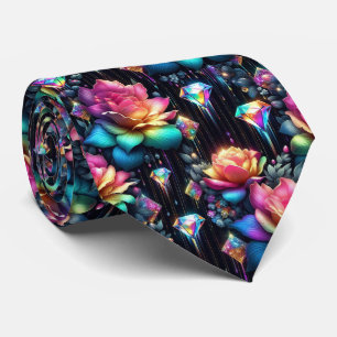Vlammende halsdoek Regenboog Bloemen en Diamante Stropdas