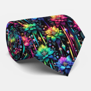 Vlammende halsdoek Regenboog Bloemen en Diamante Stropdas