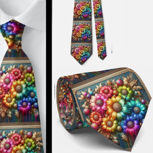 Vlammende halsdoek Regenboog Bloemen Nep Glitter Stropdas