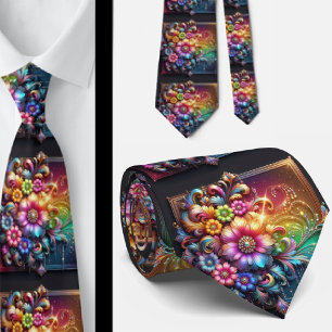 Vlammende halsdoek Regenboog Bloemen Nep Glitter Stropdas