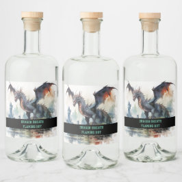 vlammende hete draak likeurfles etiket