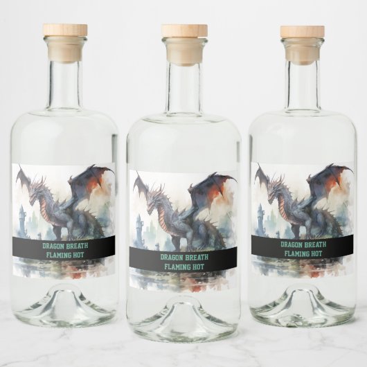 vlammende hete draak likeurfles etiket (Flessen)