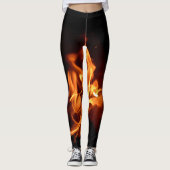 Vlammende Hete Vlammen op Zwart Leggings (Voorkant)