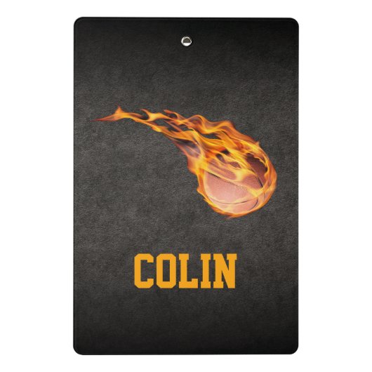 Vlammende hete vurige basketbal mini klembord (Achterkant)