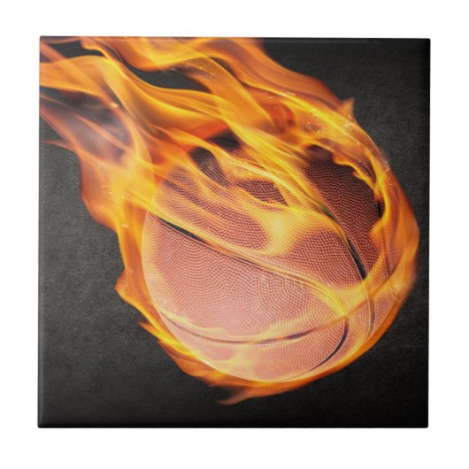 Vlammende hete vurige basketbal tegeltje (Voorkant)