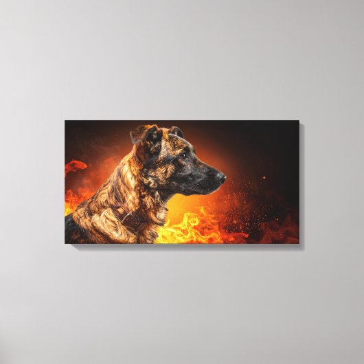 Vlammende hond canvas afdruk (Voorkant)