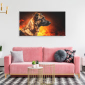 Vlammende hond canvas afdruk (Insitu (Woonkamer))