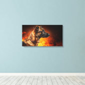 Vlammende hond canvas afdruk (Insitu (Houten vloer))