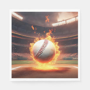 Vlammende honkbal in stadion servet