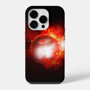 Vlammende honkbal iPhone 14 pro hoesje