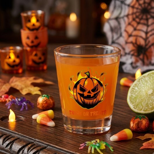 Vlammende Jack-O'-Lantern Trick or Treat? –Hallowe Shot Glas