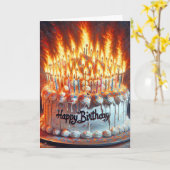 Vlammende kaarsen op een verjaardagstaart kaart (Gele Bloem)