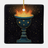Vlammende kelk in de lucht keramisch ornament (Achterkant)