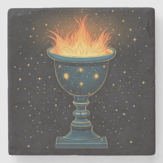 Vlammende kelk in de lucht stenen onderzetter