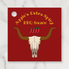 Vlammende Koe schedel BBQ Sauce Bedankjes Labels