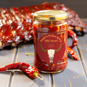 Vlammende Koe schedel BBQ Sauce Ronde Sticker