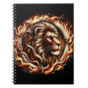 Vlammende Leeuw in Ring van Vuur Vlammen Astrologi Notitieboek