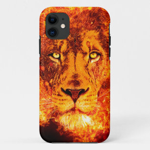 Vlammende Leeuwengezicht Rood Zwart Oranje Case-Mate iPhone Case