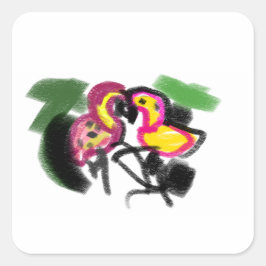 Vlammende liefde  vierkante sticker