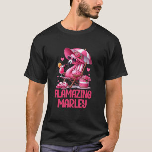 Vlammende Marley Roze Flamingo Tropisch Strand Rei T-shirt