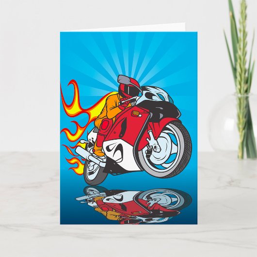 Vlammende motorrijder Wenskaarten Kaart