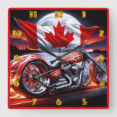 Vlammende motorritten onder de Canadese hemel Vierkante Klok (Voorkant)