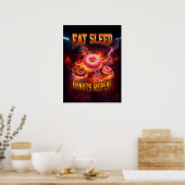 Vlammende Neon Donut Kunst Poster (Keuken)
