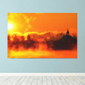 Vlammende ochtend zonsopgang in Helsinki canvas ku (Insitu (Houten vloer))