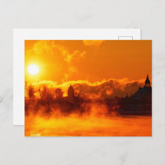 Vlammende ochtendzonsopgang in Helsinki, briefkaar Briefkaart (Voorkant / Achterkant)