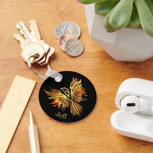 Vlammende Phoenix Persoonlijk  Sleutelhanger (Bureau)