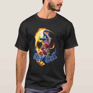 Vlammende Piratenschedel Privateer T-shirt