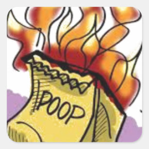 vlammende poep vierkante sticker