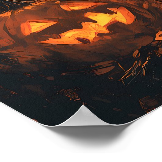 Vlammende pompoen-hoofd vogelverschrikker Hallowee Poster (Hoek)