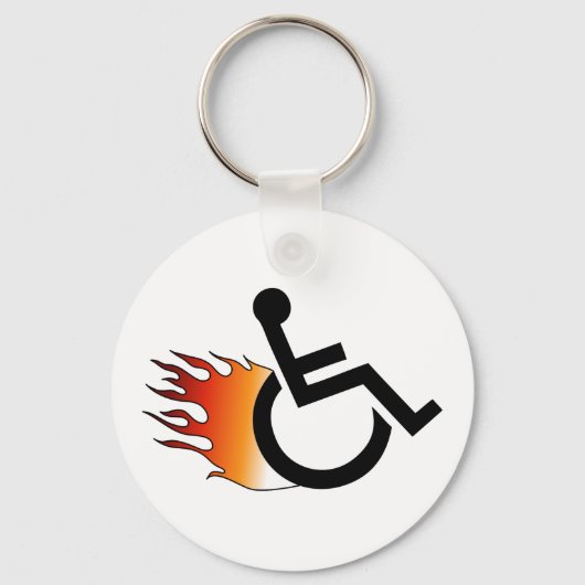 Vlammende Rolstoel Sleutelhanger (Voorkant)