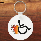 Vlammende Rolstoel Sleutelhanger (Voorkant)